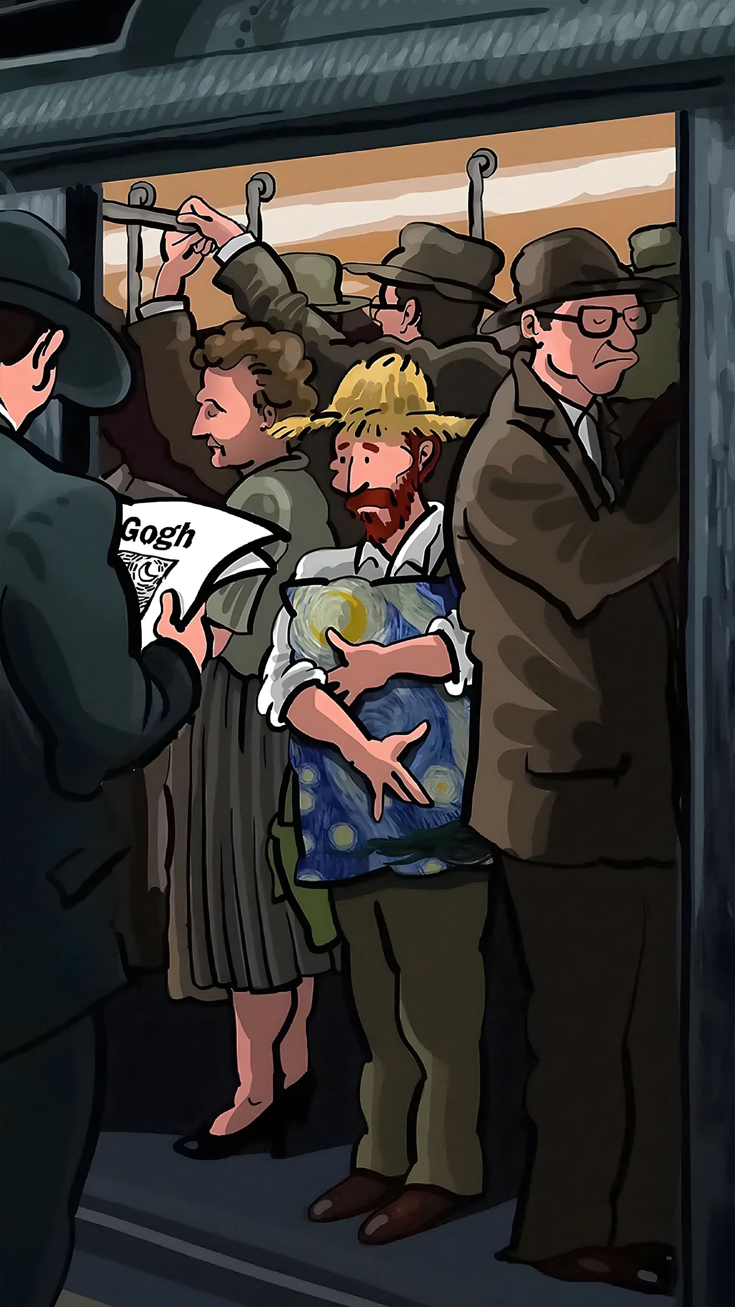 Van Gogh Takes Starry Night on a Subway Ride—Why No One Notices?