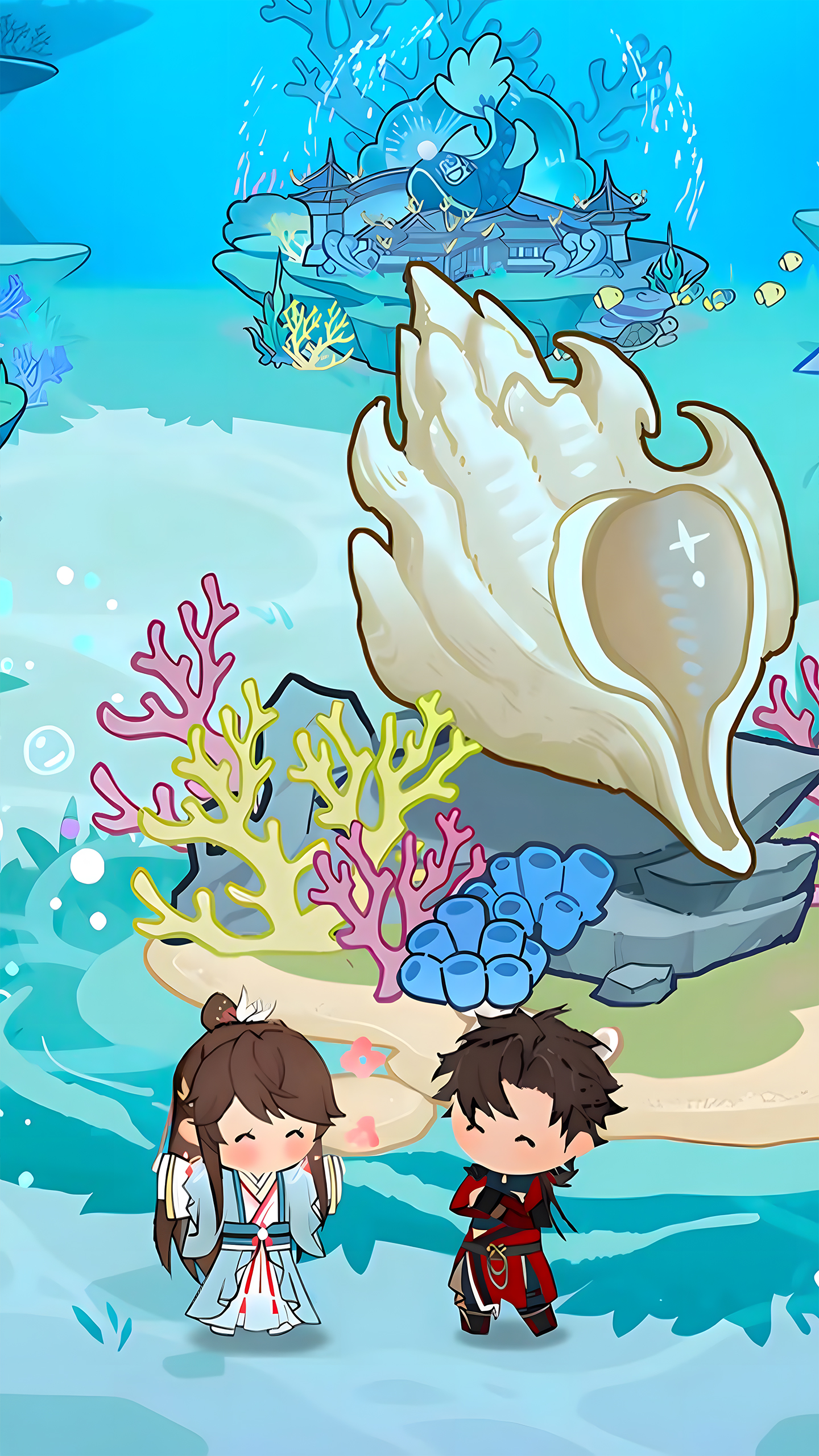 Chibi Duo’s Magical Underwater Adventure with Giant Seashell！
