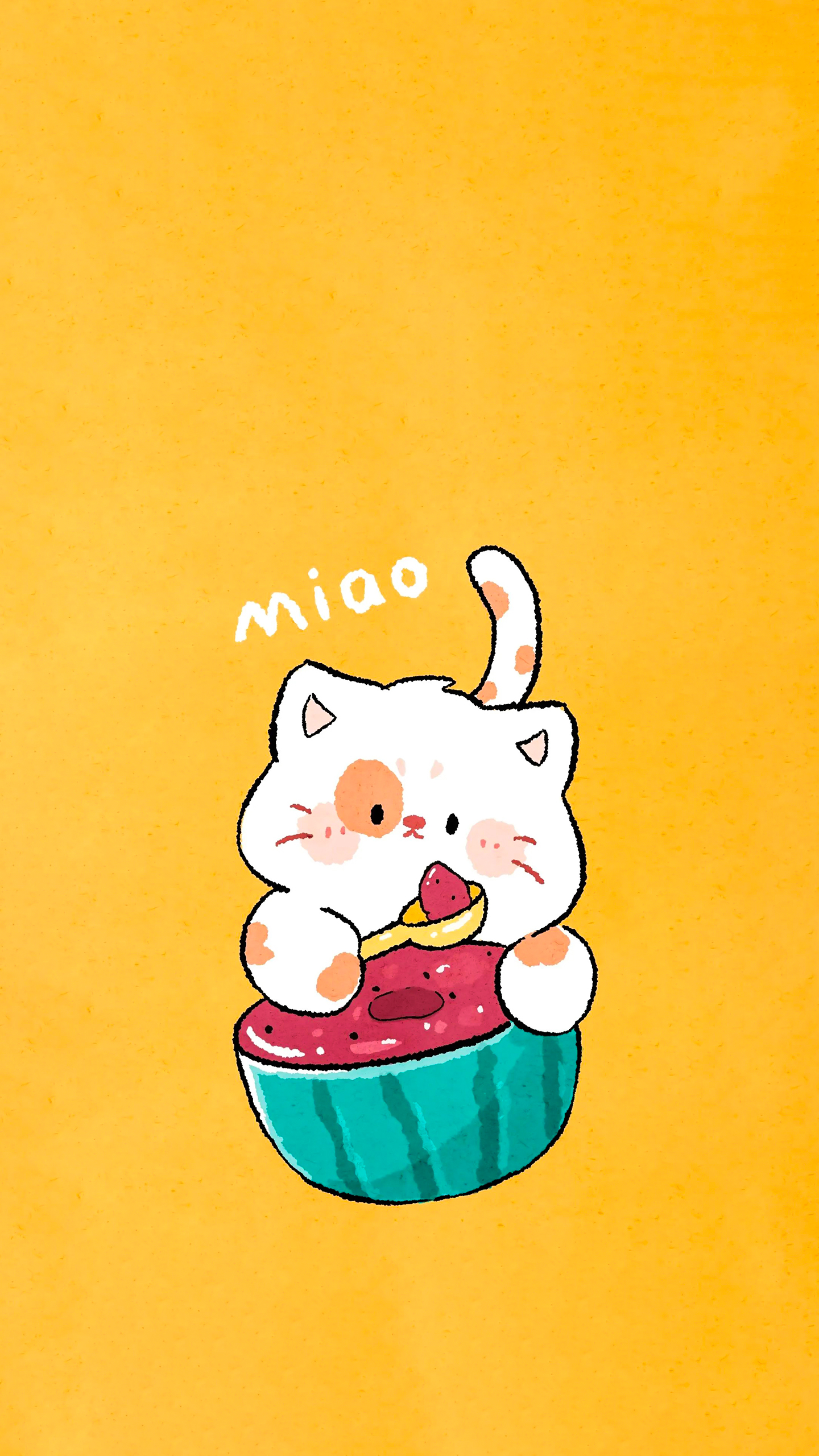 Adorable Cats Gobbling Watermelons