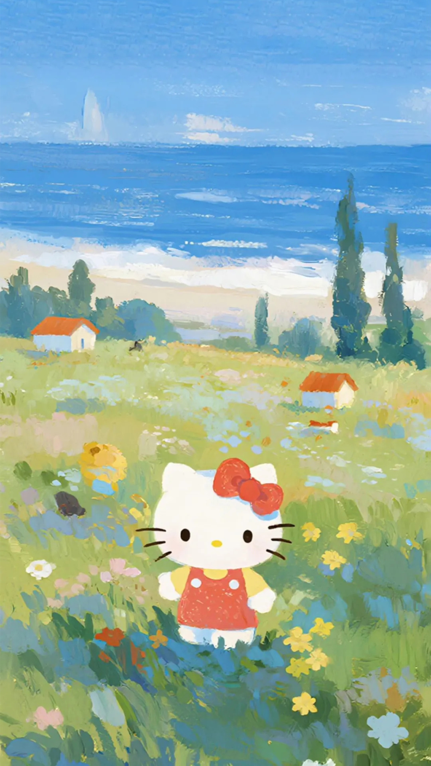 Hello Kitty in a Floral Field