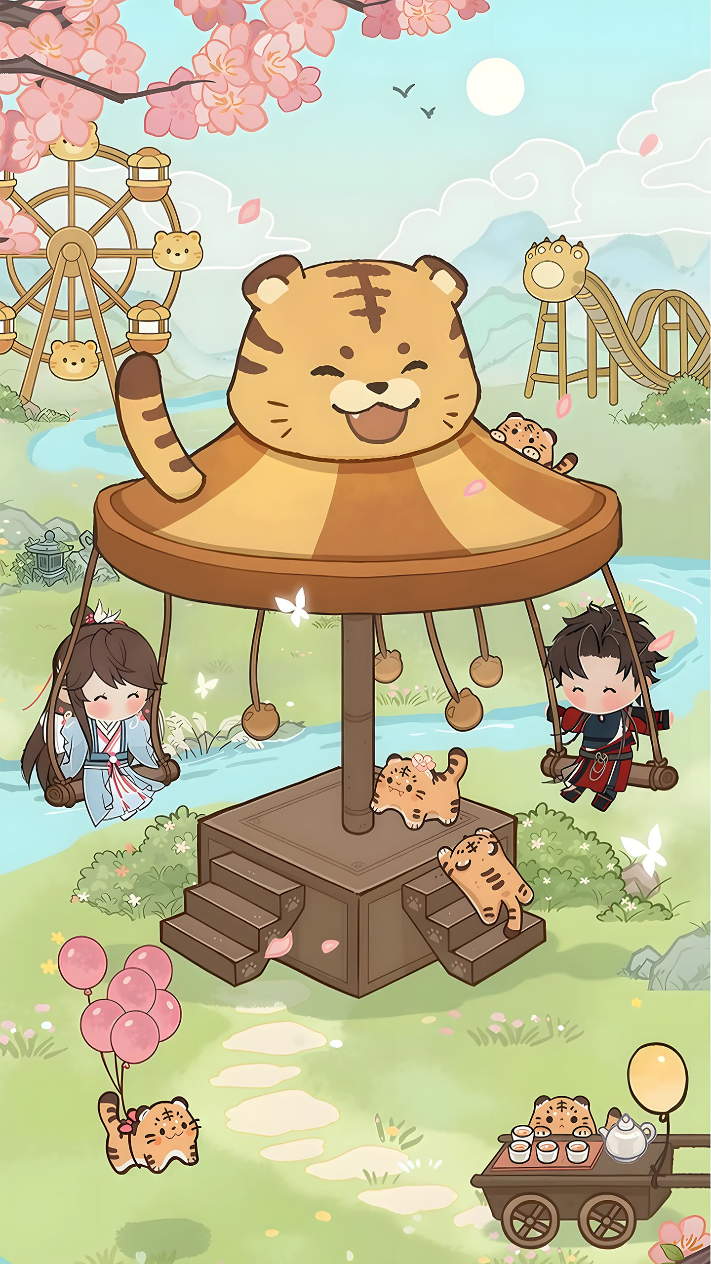 Adorable Tiger Carousel Adventure with Cute Chibis!