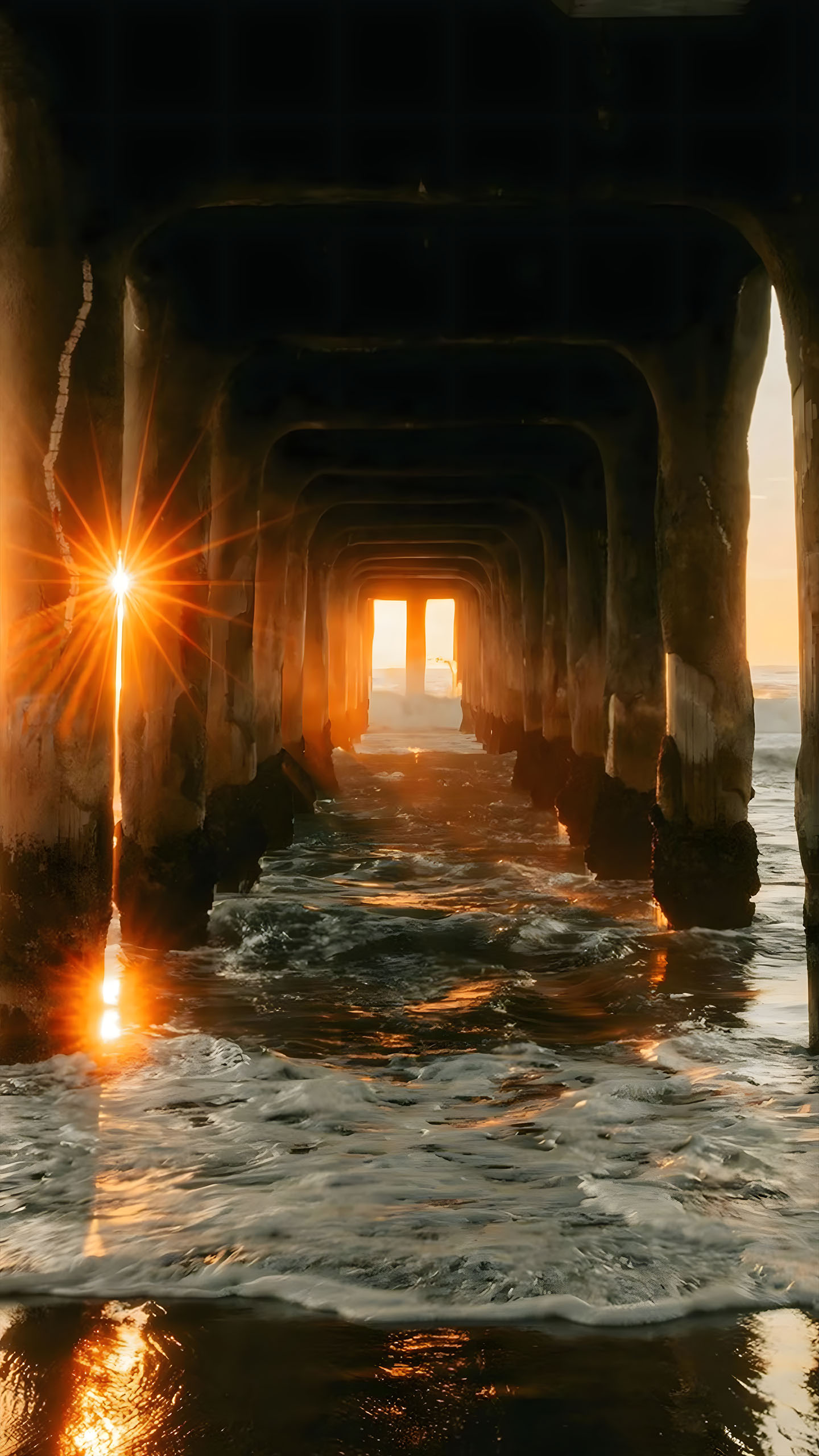 This Pier Underpass Sunset Is Breathtaking: Warm Hues + Dreamy Vibe = Perfect Coastal Wonder!
