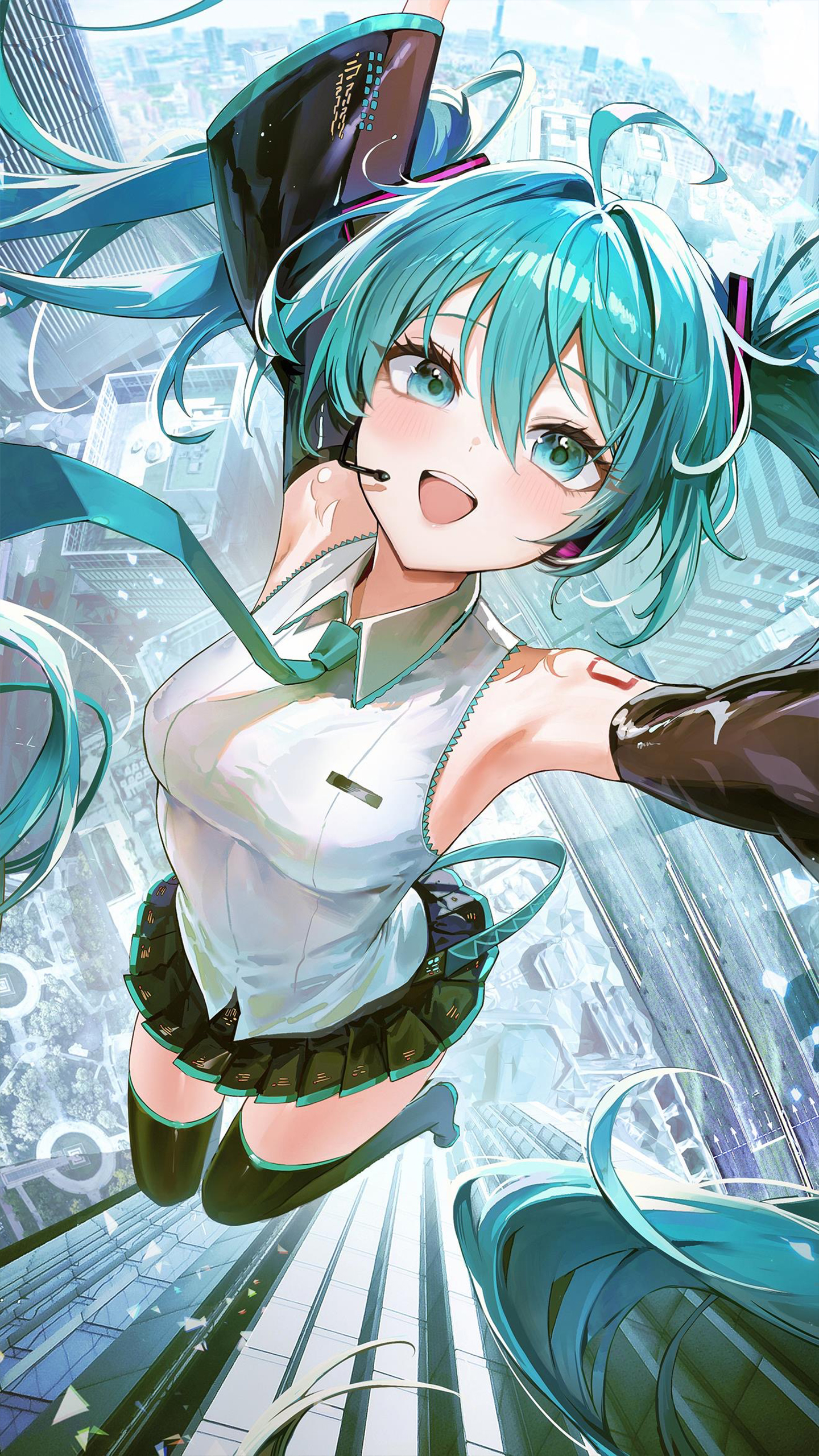 Hatsune Miku in a Cyberpunk Metropolis