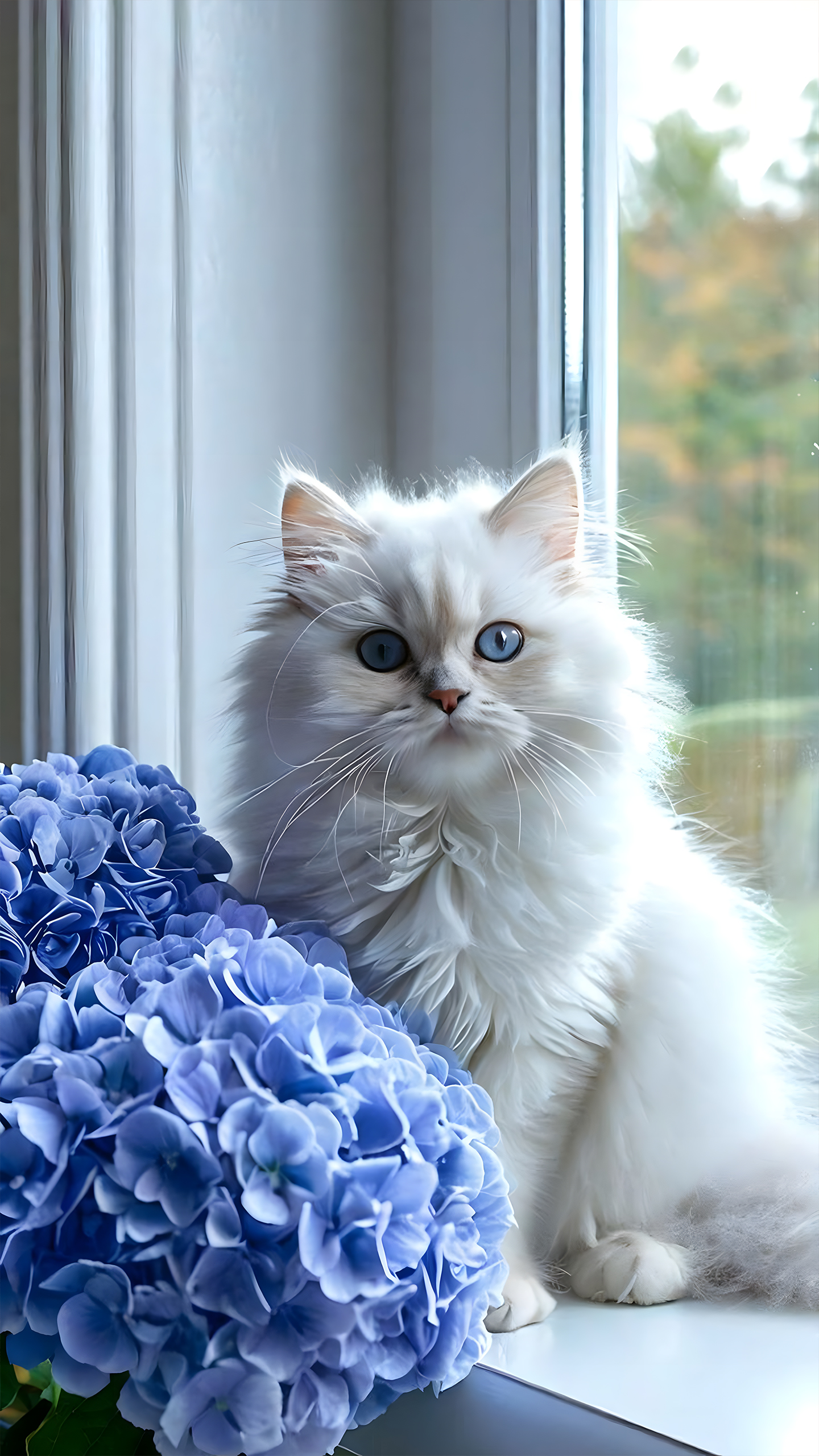 Kitten Meets Hydrangea Bloom