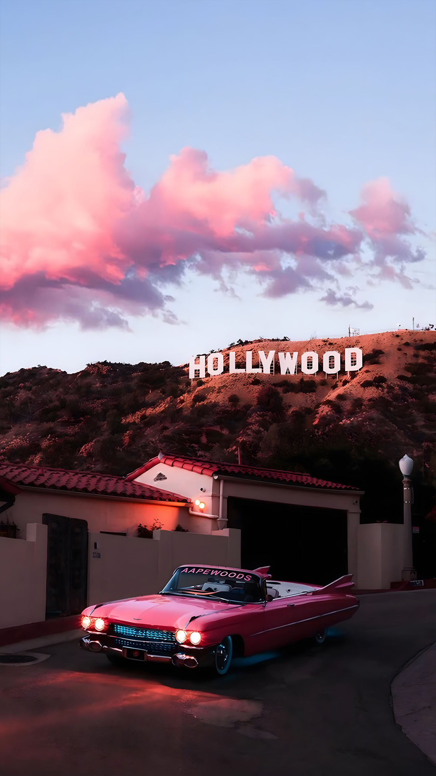 This Hollywood Sunset Scene Is Dazzling: Pink Hues + Retro Vibe = Perfect LA Charm!