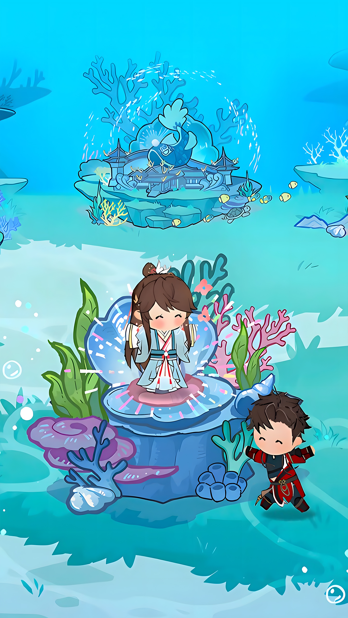 Chibi Girl Shines in Giant Seashell: Underwater Fantasy Adventure！